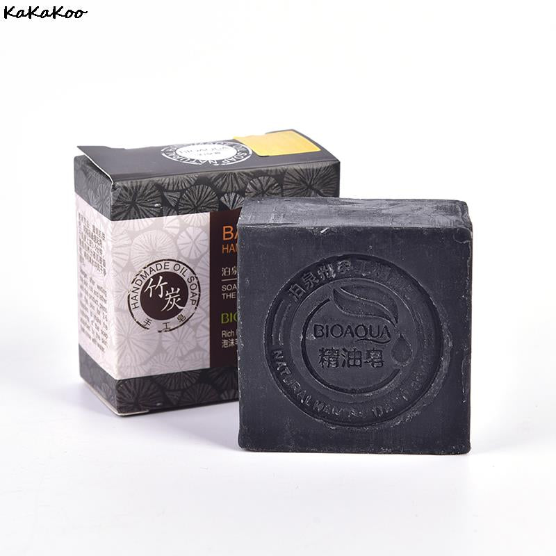 "Ultimate Beauty Secret: Bamboo Charcoal Handmade Soap for Flawless Skin - Whitens, Deeply Cleanses, Controls Oil, and Nourishes Hair - Your All-In-One Skin Care Solution!"